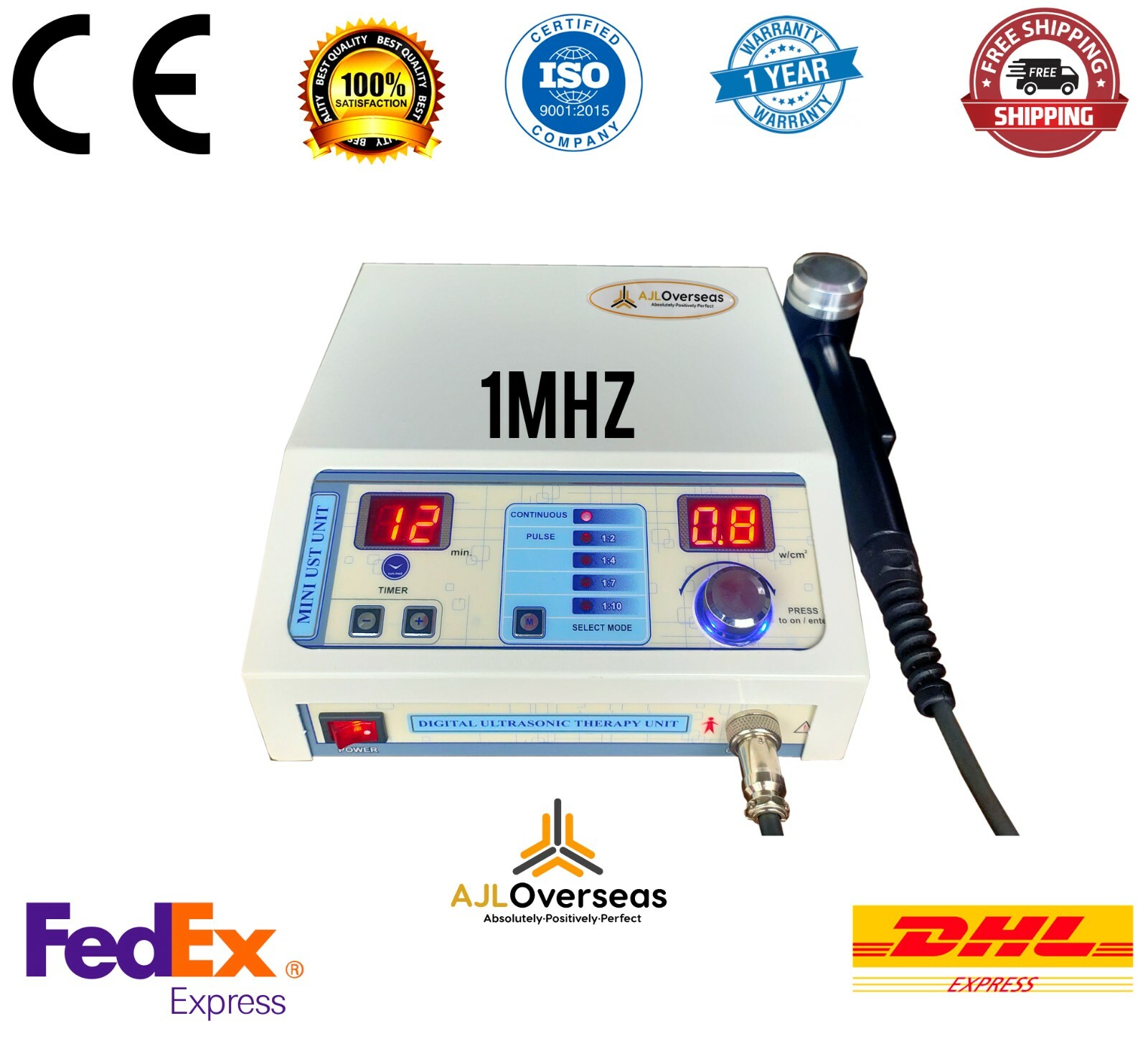 US Mini Portable1MHz Physiotherapy Digital AJLUTS101B Knee Back Pain Relief unit