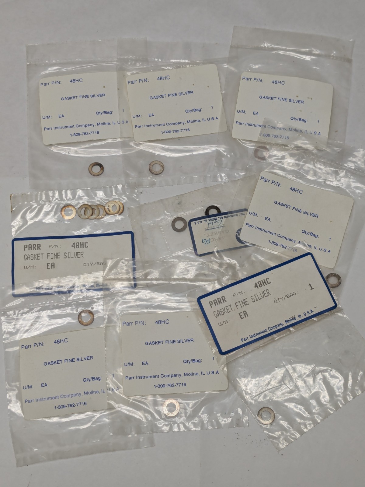 Lot of 15 Parr Instrument P/N 48HC GASKET FINE SILVER, Brand New