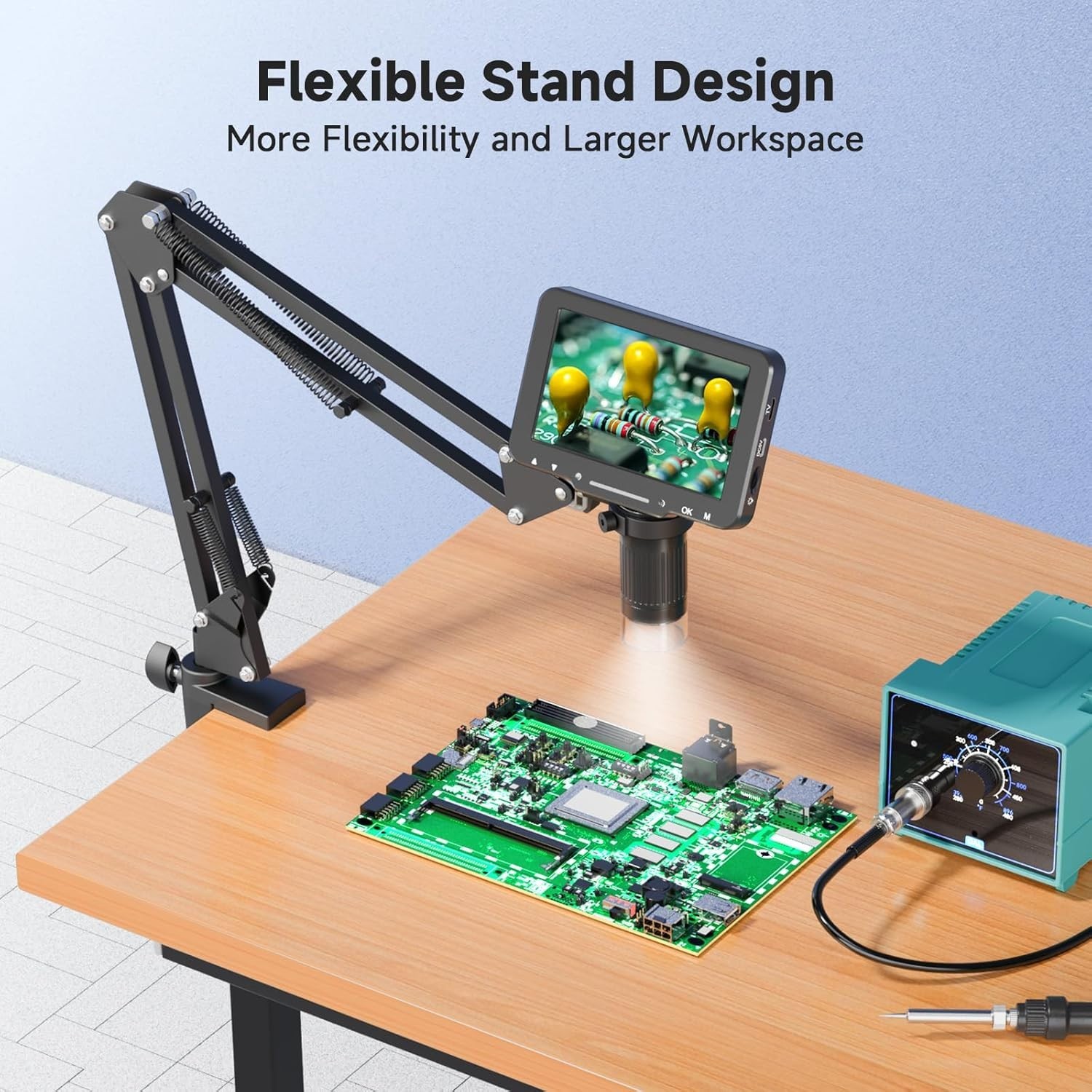 5″ LCD Digital Microscope 1000X Soldering Electronics Repair 1080P PC