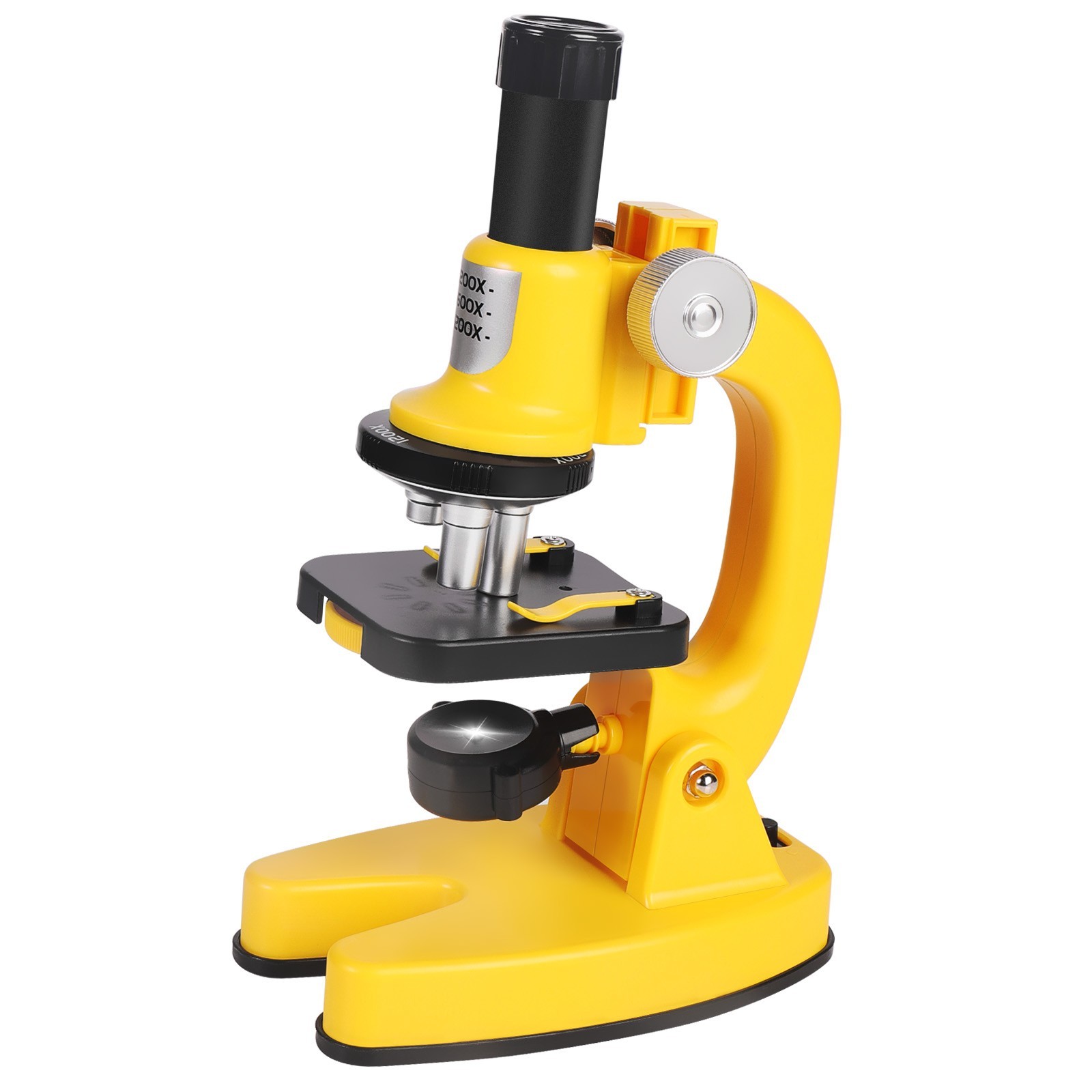 Biological Microscope for Kids Students Lab 200x 600x 1200x Magnification Yellow