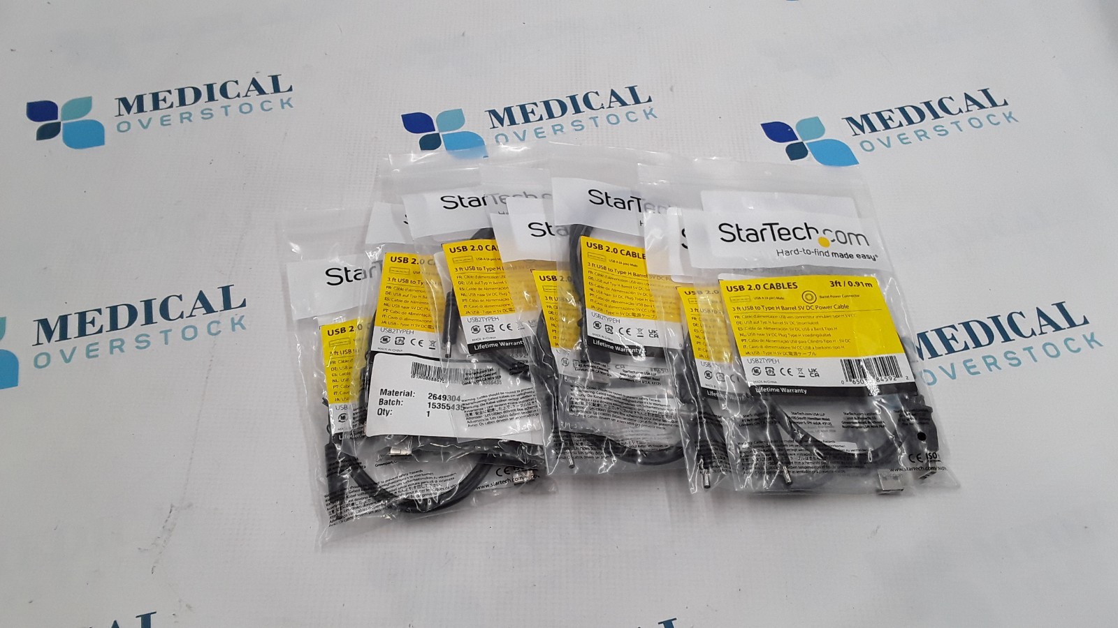 StarTech 2.0 3ft USB to Type H Barrel 5V DC Power Cable Lot of 7 USB2TYPEH
