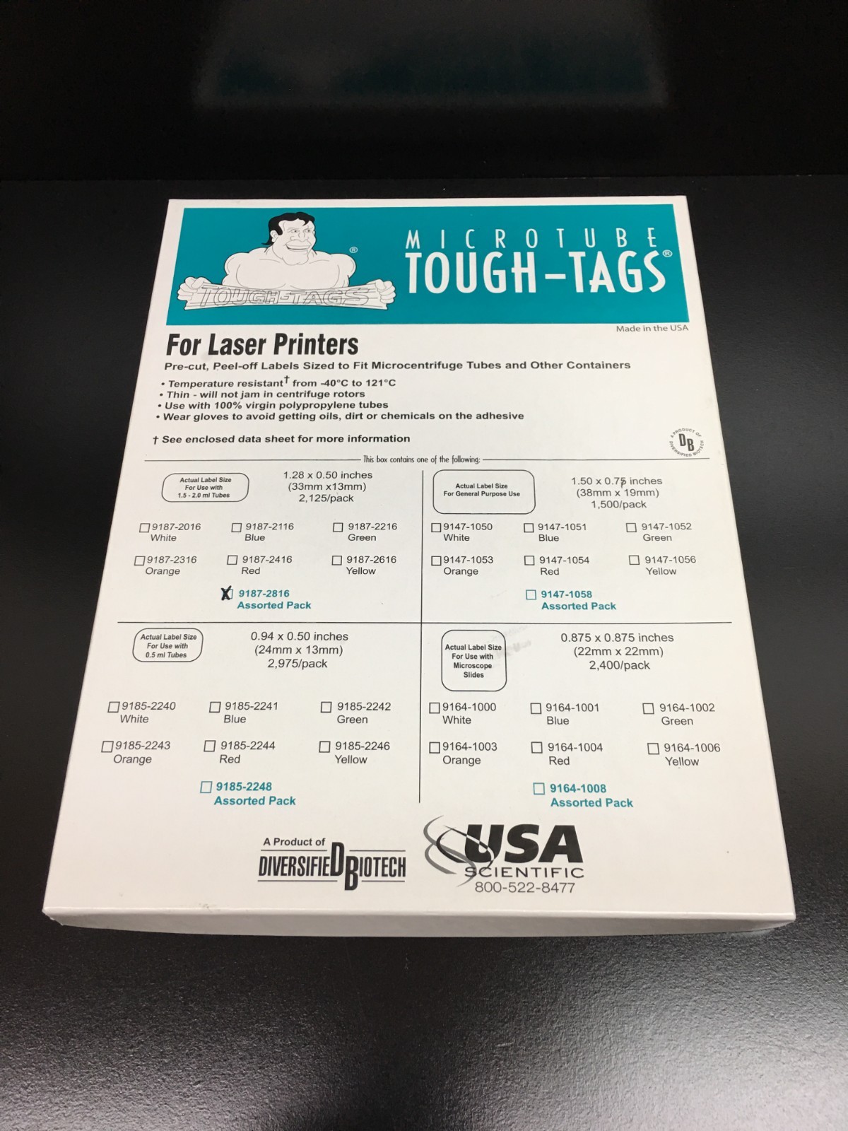 DiversifiedBiotech Labels Item No 9187-2816 Assorted Pack For Laser Printer