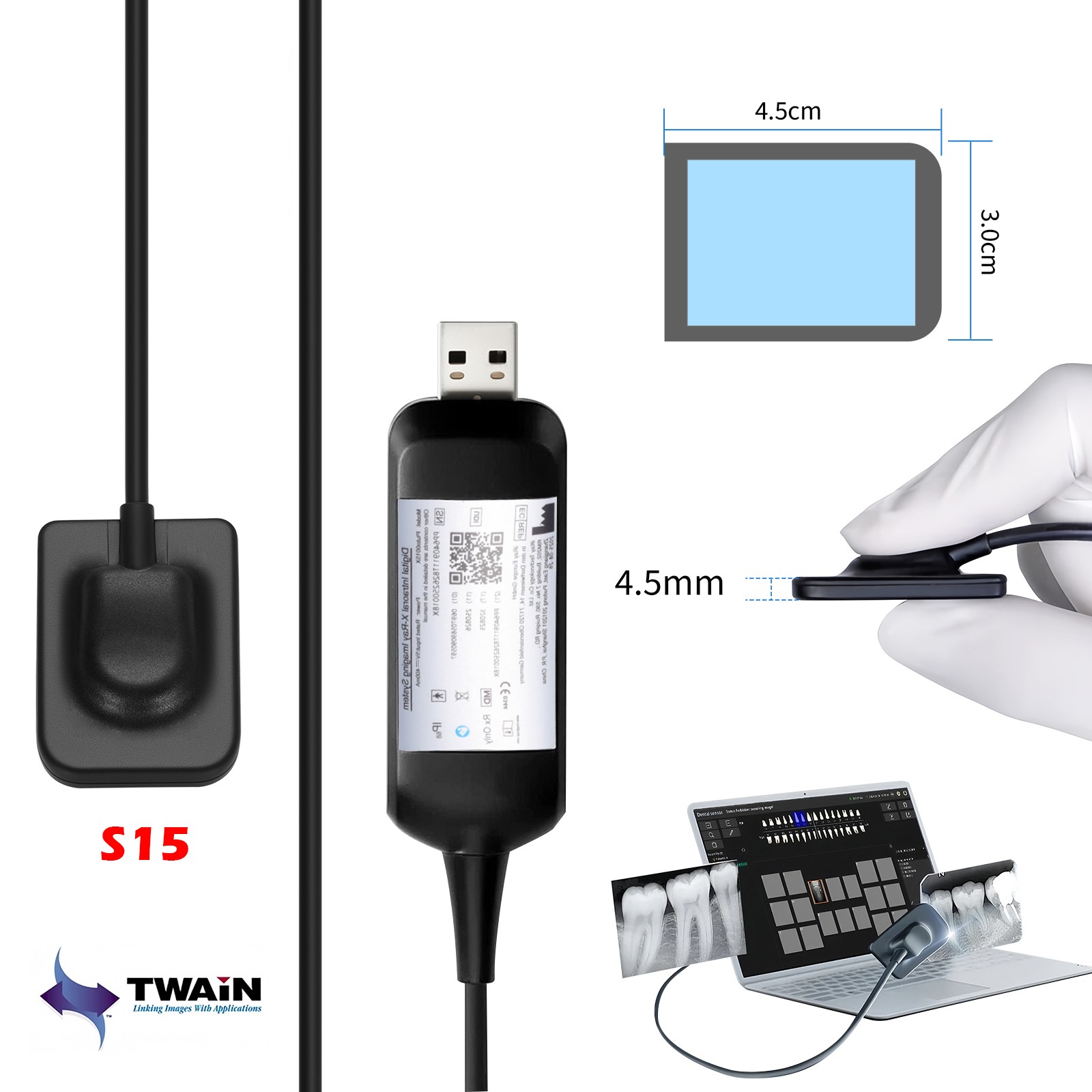 Size 1.5 Dental ray X Image System Digital Rayos Sensor Fit TWAIN Drive +Holder
