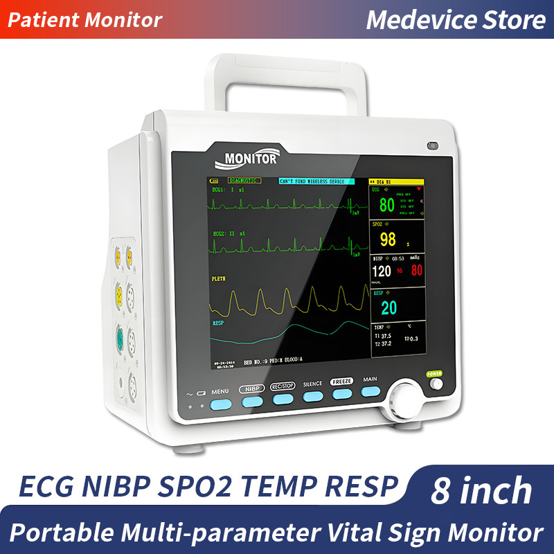 Portable Patient Monitor Human Use 8″ Vital Sign Monitor ECG NIBP TEMP Spo2 RESP