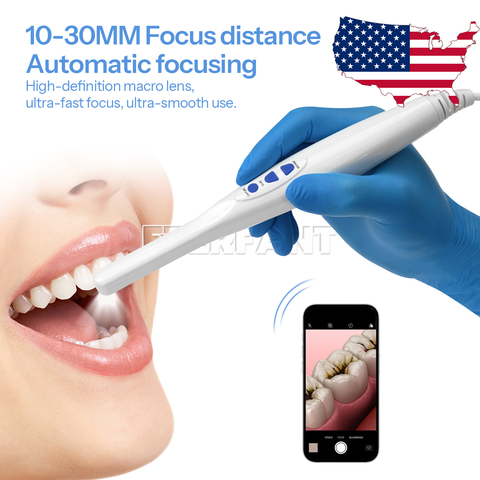 Dental 17” Intra Oral Camera 6Pcs LED High-definition Macro Lens/Protect Covers