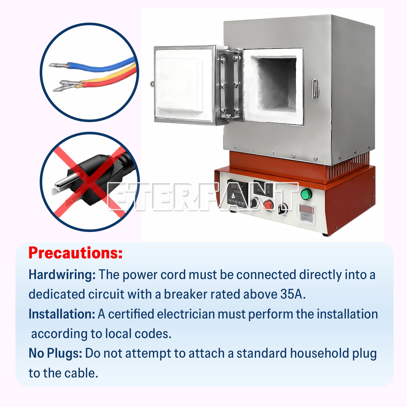 ETERFANT Dental 3000w Burnout Furnace Ceramic Fiber Heating Furnace 110V 1100℃