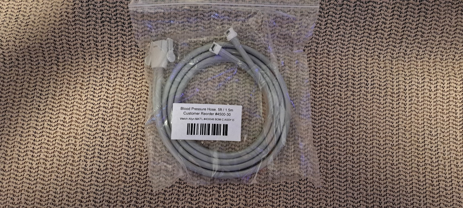 Welch Allyn 4500-30 Blood Pressure Hose for LXI / Connex monitors 5ft/ 1.5m -NEW