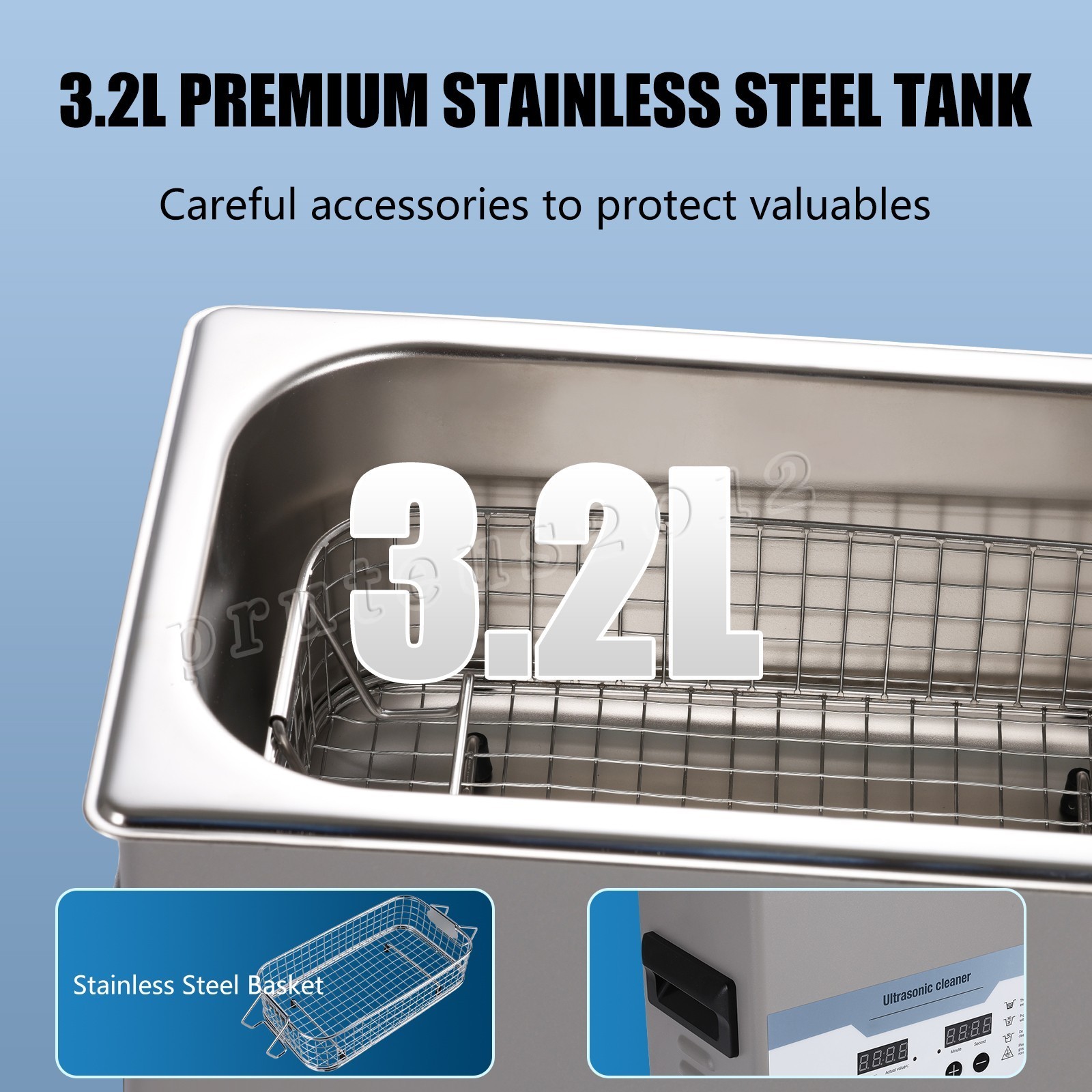 3.2L Ultrasonic Cleaner Digital Sonic Cleaning Equipment Stainless Steel