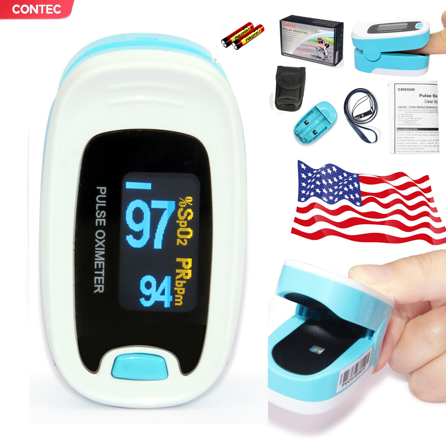 OLED HEART PULSE RATE BLOOD OXYGEN SENSOR PATIENT MONITOR SPO2 FINGER OXI METER