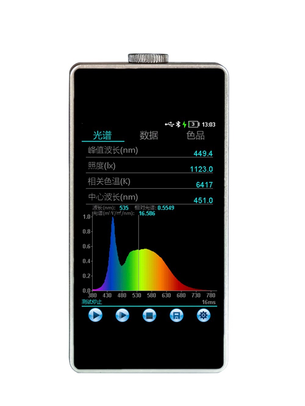 Spectrum Illuminance Meter Spectrometer with 380-780nm USB Interface Handheld