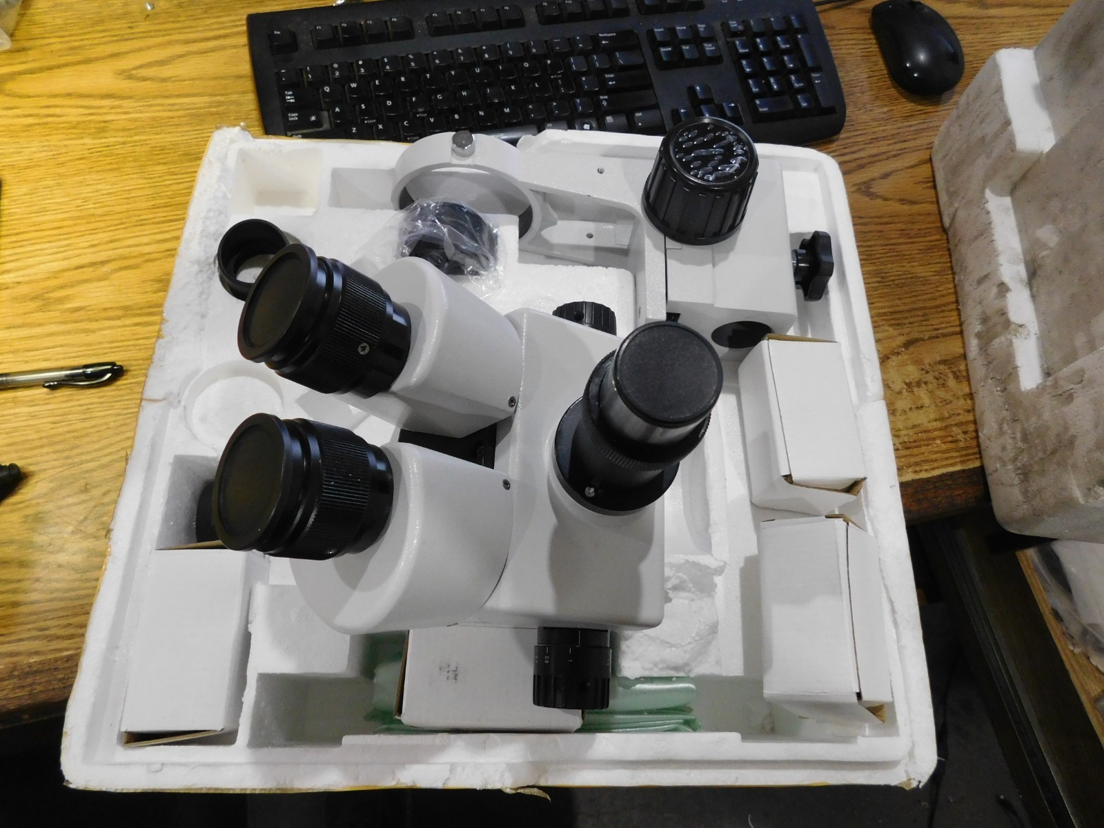 Unbranded Microscope Kit with Eyepieces, Mount, Head & other Accessoreies. NOS