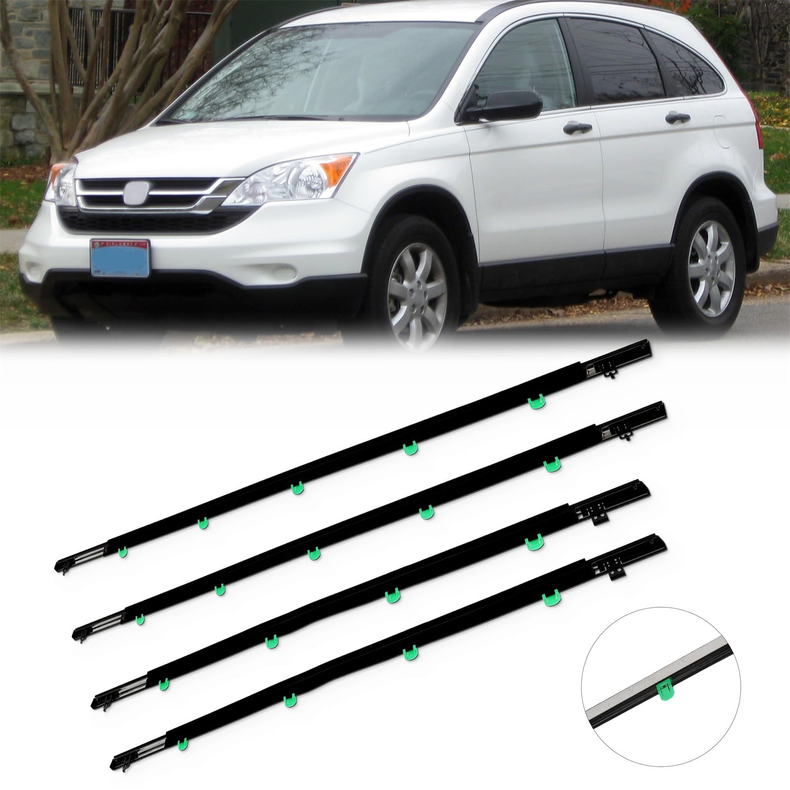 4PCS Chrome Window Molding Trim for 2007-2011 Honda CR-V OEM 72410-SWA-A01
