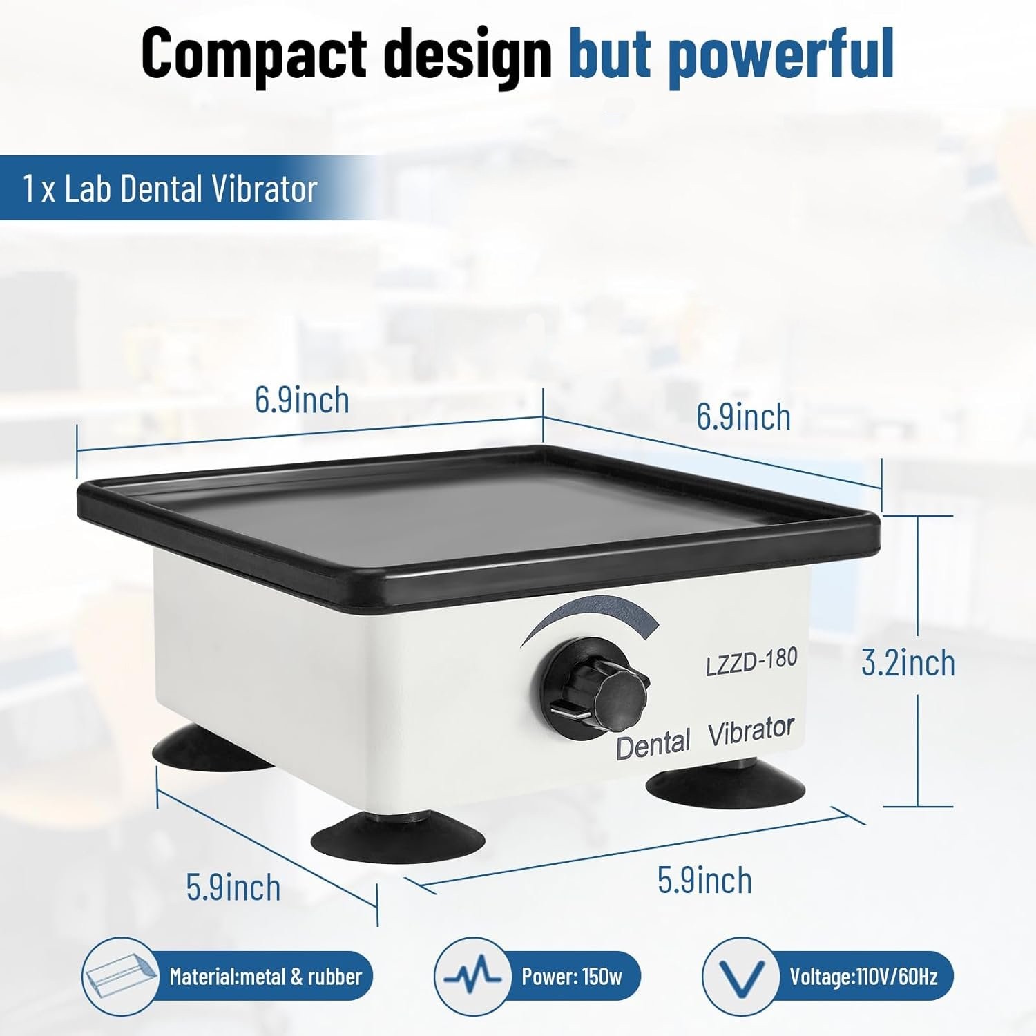 Dental Lab Vibrator 6.9×6.9″ Round Oscillator Gypsum Mixing Machine Plaster US