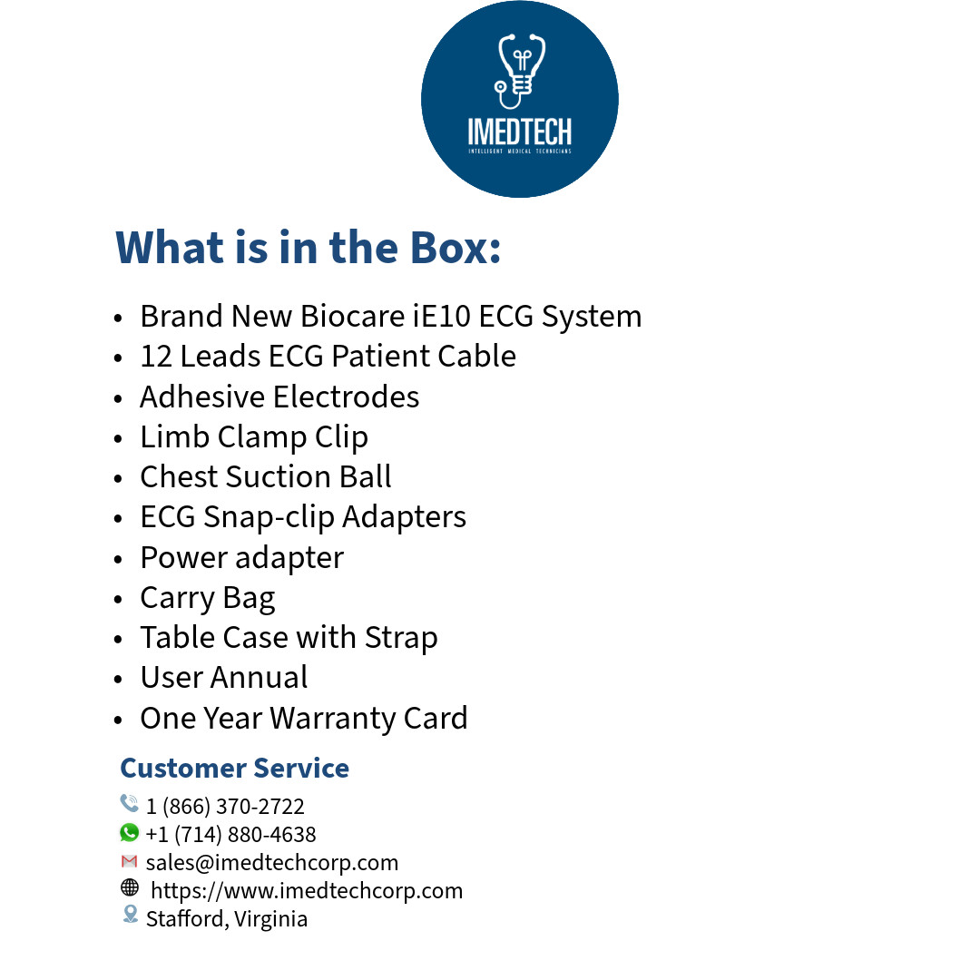 BioCare iE10 Portable 12‑Lead ECG Machine | 12‑Channel Resting EKG | Auto Analys