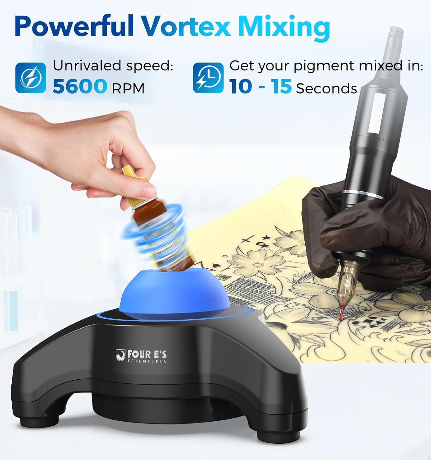 Vortex Mixer 5600rpm Touch Function Lab Vortexer Mini Lab Vortex Shaker Black