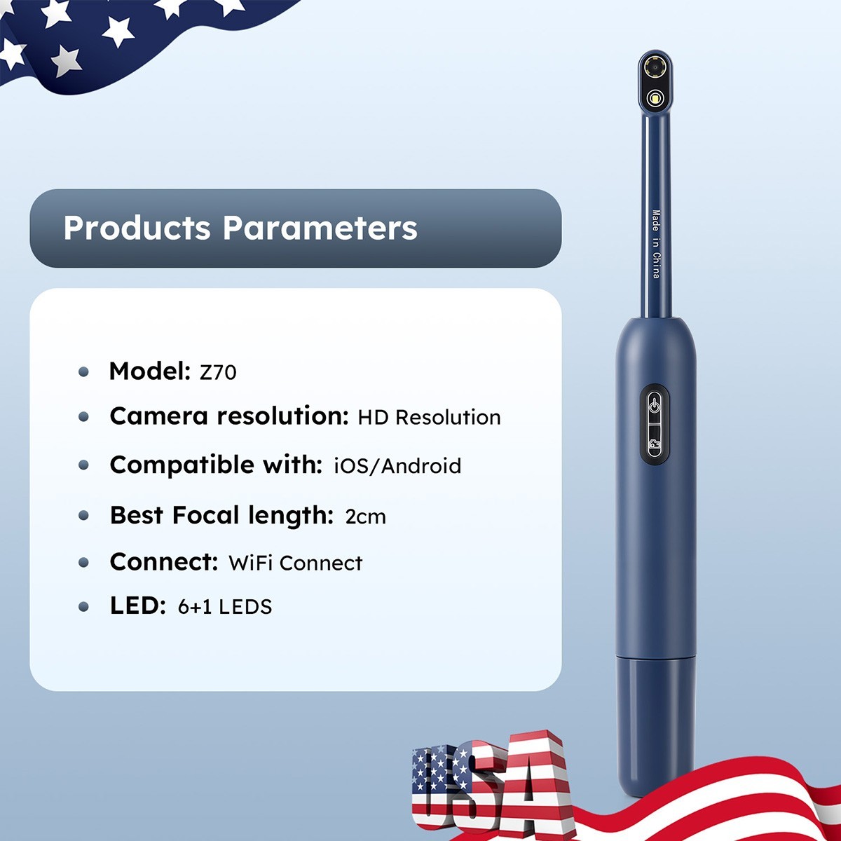 AZDENT Dental Digital Wifi Intraoral Camera Imaging 7 LEDs Automatic Focusing