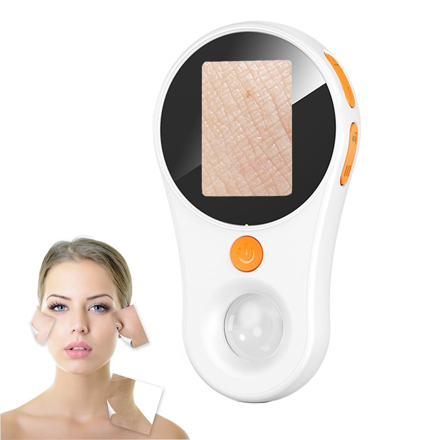 Handheld Dermatoscope Skin Analyzer Machine, with 1080P IPS Screen 8 LEDs, 500X