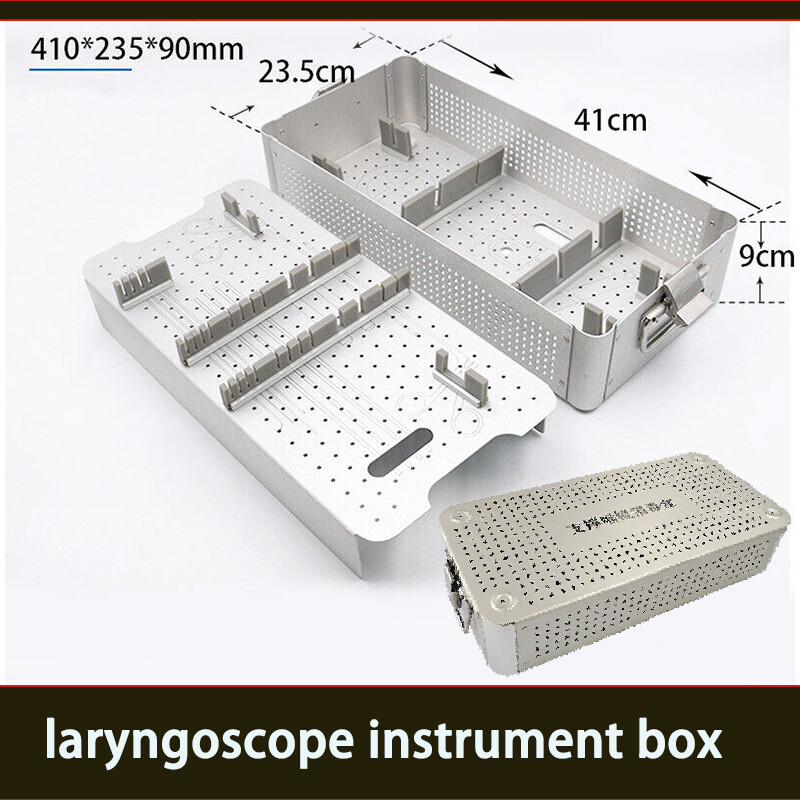Aluminum alloy laryngoscope sterilization tray box instrument box 410mm*235*90mm