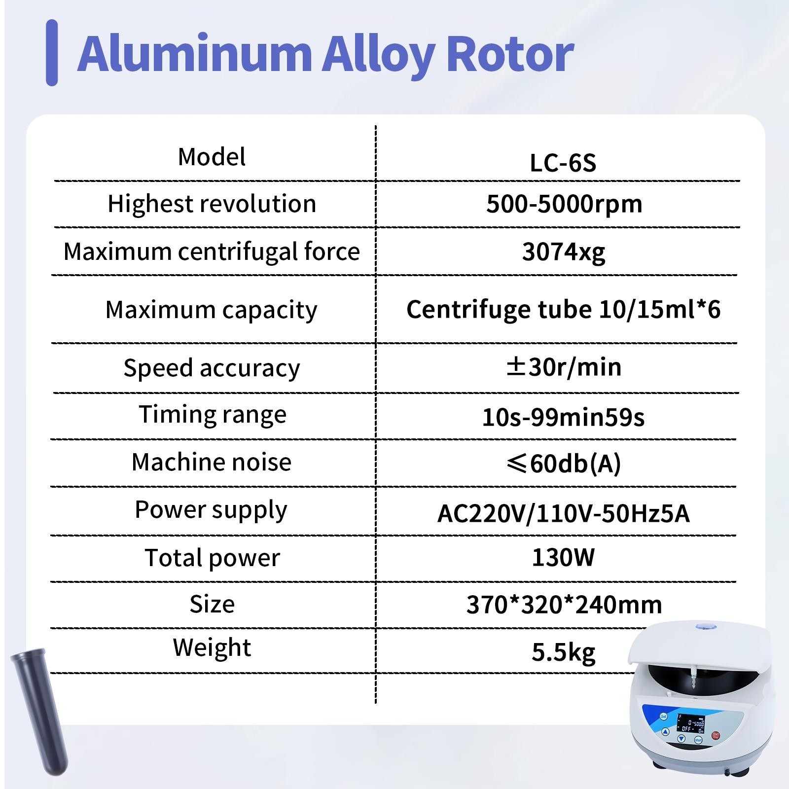 PRP Centrifuge Machine w/6x10ml 110V 500-5000RPM Electric Centrifuge Machine