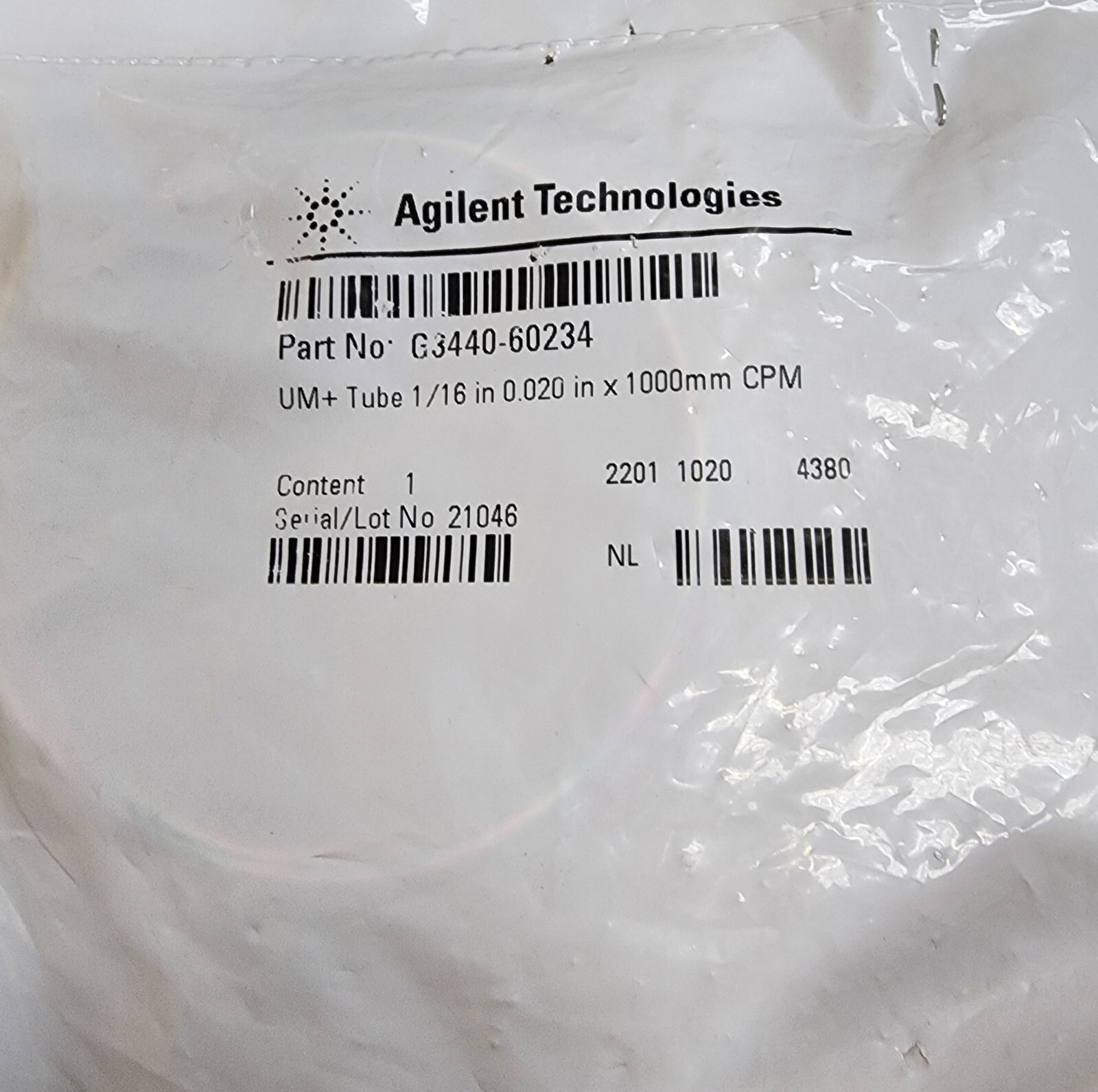 Agilent 3440-60234 Valve tubing, 1/16 in, 0.50 x 1000 mm, New