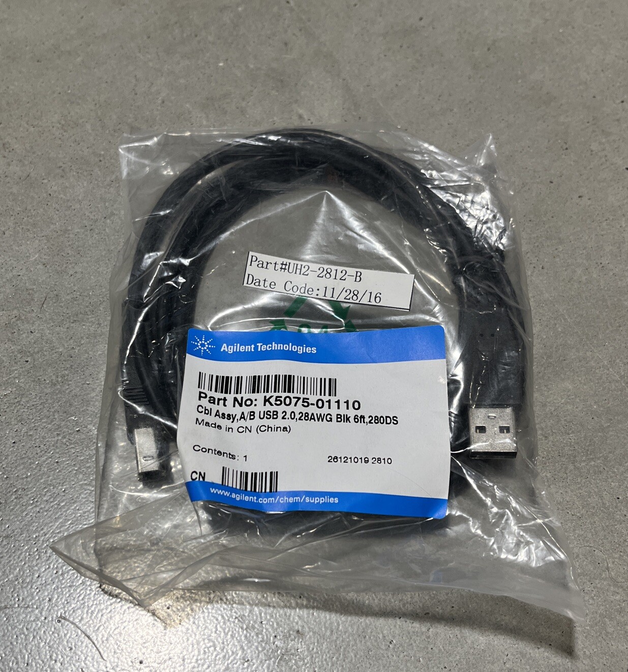 Agilent Technologies K5075-01110 Cbl Assy,A/B USB 2.0,28AWG Blk 6ft,280DS *NEW*