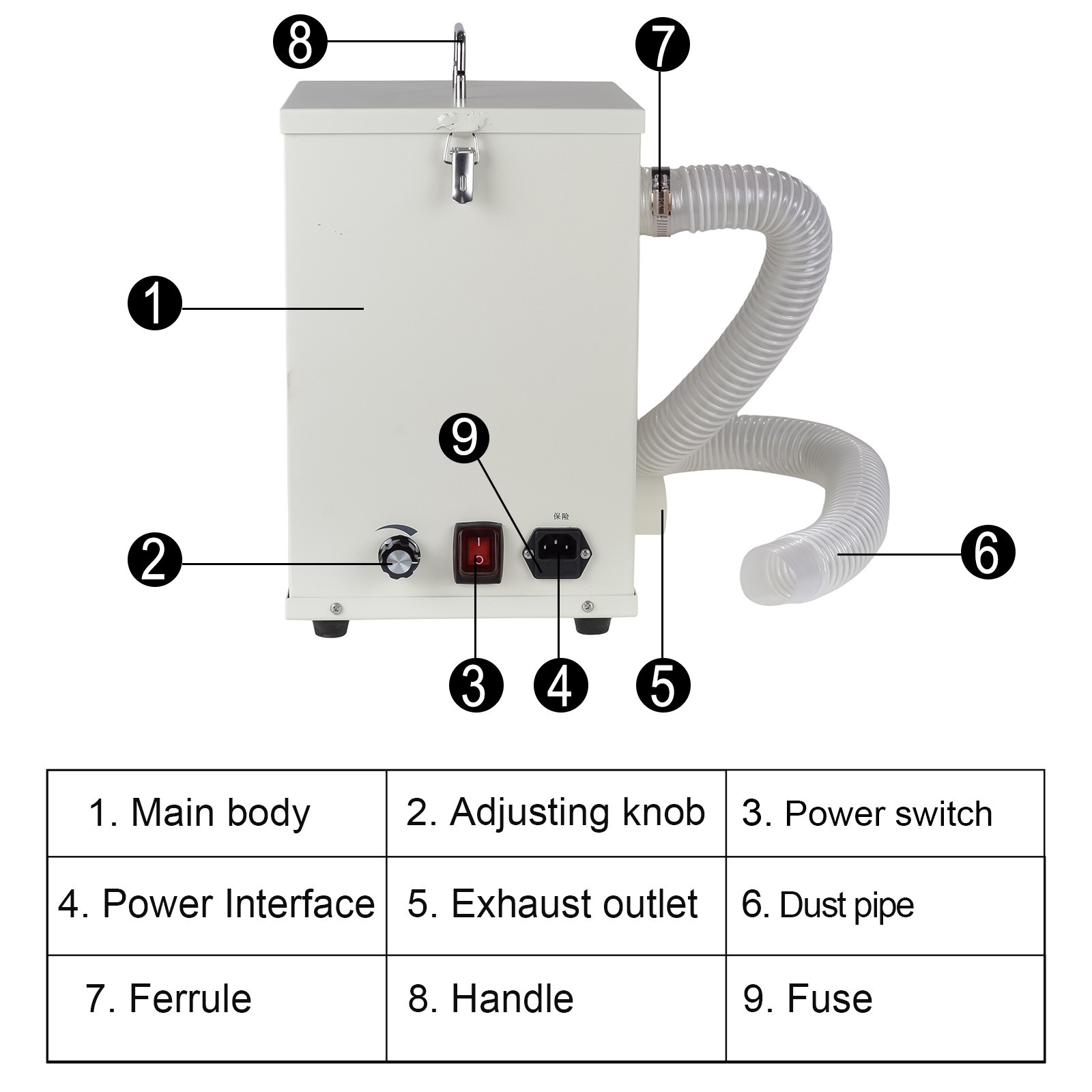 1000W Dental Lab Dust Collector Filter Vacuum Dust Extractor Cleaner 2800rpm