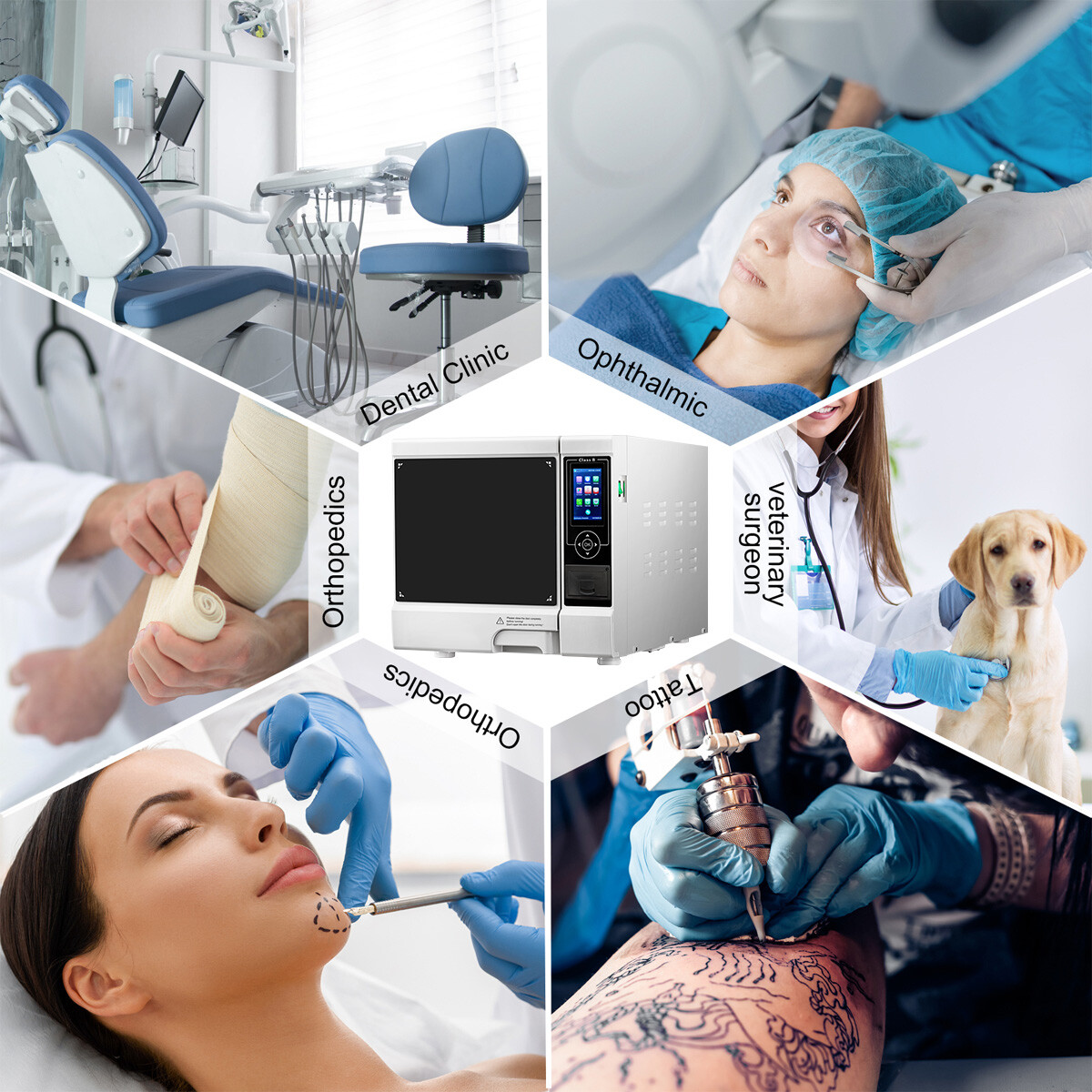 22L Dental Autoclave Steam Sterilizer Top Class B Built-in Printer/Torry Cart