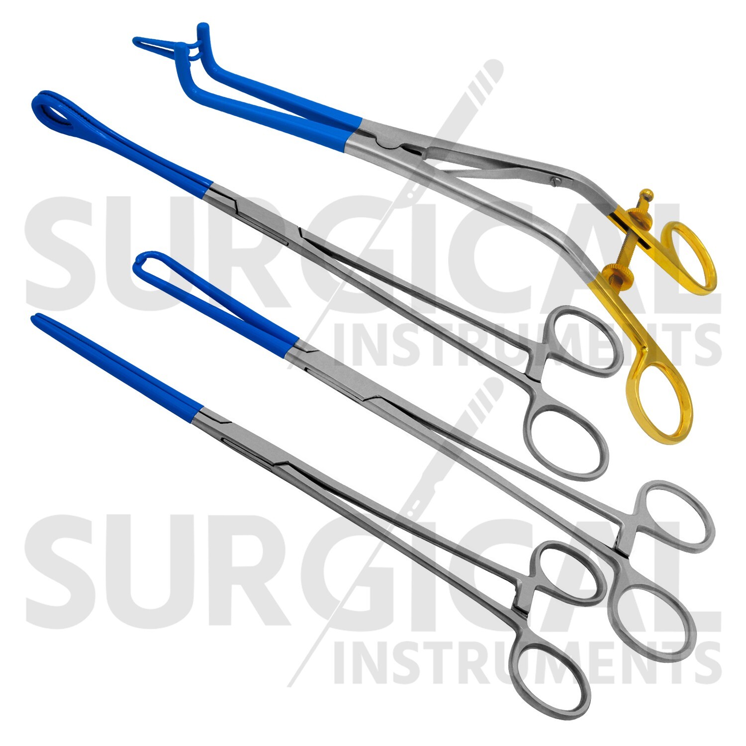 4 Pcs Blue Coated Gynecology Electrosurgical Instruments Set German Grade