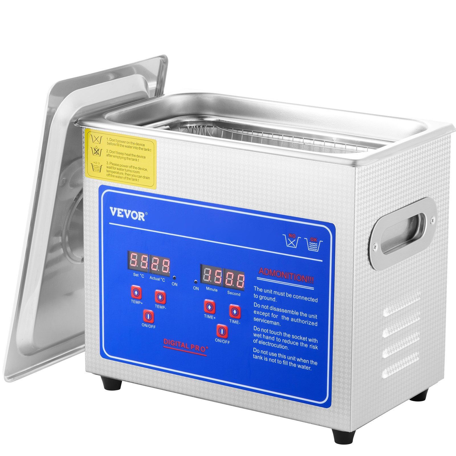Heated Ultrasonic Cleaner 2.85L, 40kHz, SUS304 Tank for Jewelry Glasses