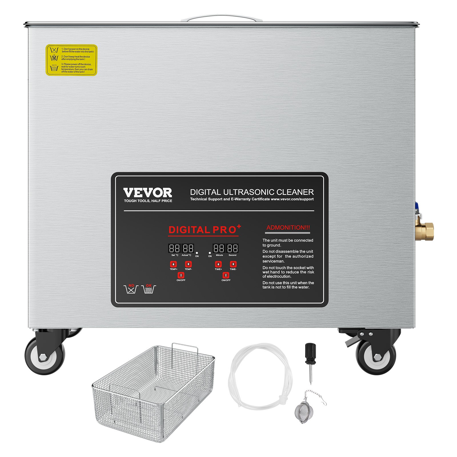 VEVOR 50L Ultrasonic Cleaner Machine with Cleaning Basket & Digital Display 840W