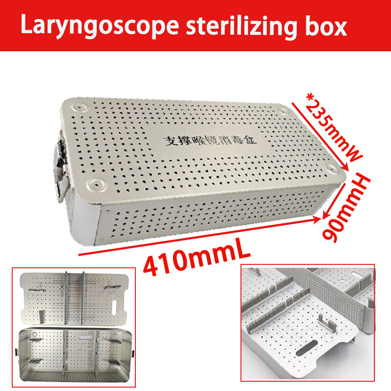 Aluminum alloy laryngoscope sterilization tray box instrument box 410mm*235*90mm