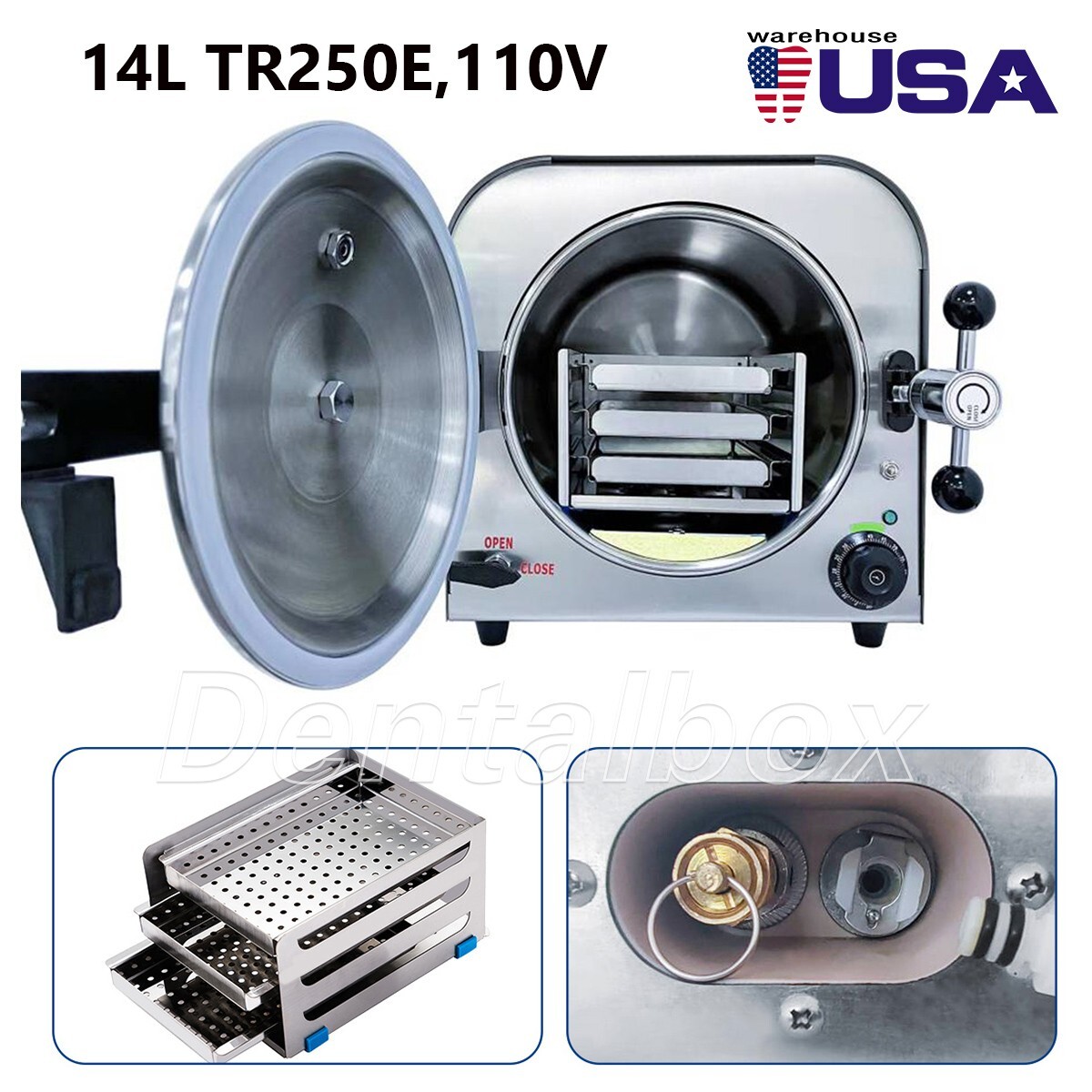 14L Dental Medical Autoclave Steam Sterilizer Sterilization Equipment 110V