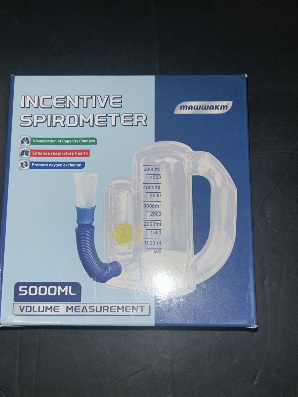 Mawwakm Incentive Spirometer 5000ml Volume Measurement Respiratory