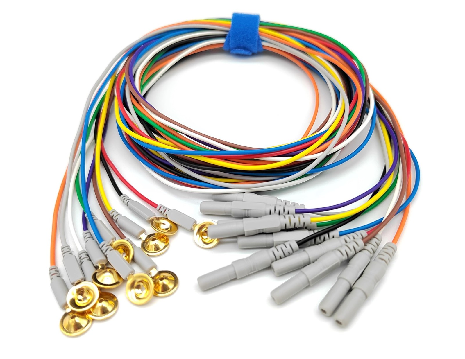 EEG Gold Cup Electrodes, 59 Inch Multicolor Cables, DIN 1.5mm Plug, Electroen…