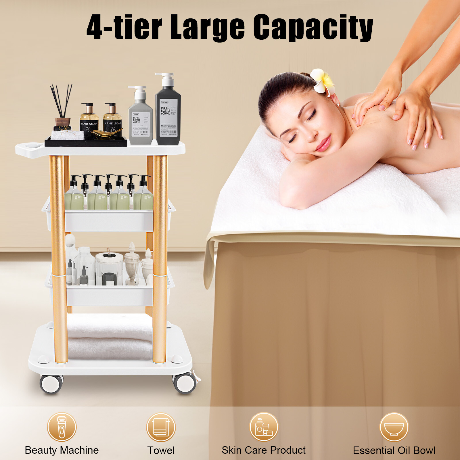 Rolling Trolley Cart Beauty Machine Salon SPA Organizer Stand Storage Equipment