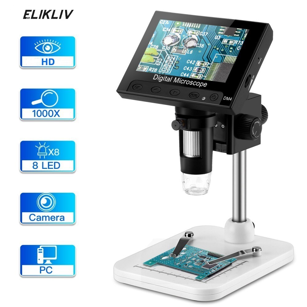 Elikliv 1000X Digital Microscope 4.3” LCD Jewelry Loupe Coin Magnifying Glass