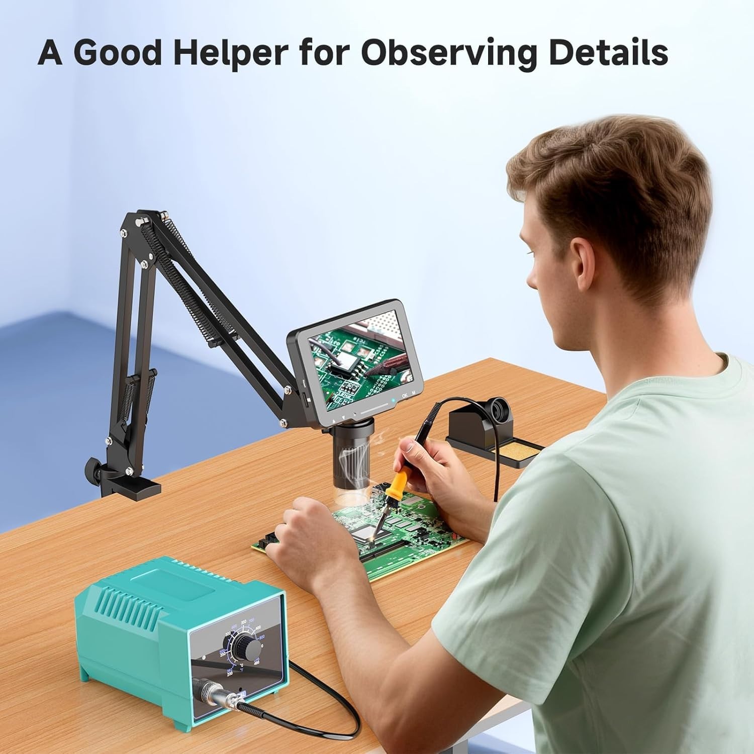 5″ LCD Digital Microscope 1000X Soldering Electronics Repair 1080P PC