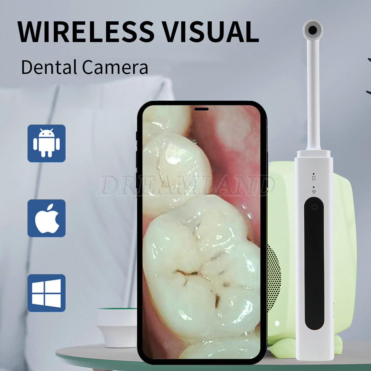 Dental HD WIFI Intra oral Camera 8-LED clear Image For Android IOS WINDOWS