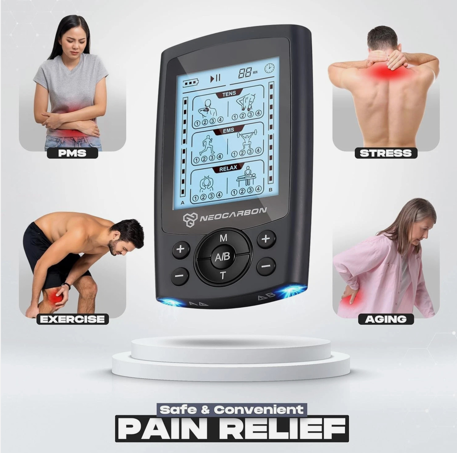 Neocarbon SM9126 TENS Unit Muscle Stimulator Pain Relief Device | New-SEALED