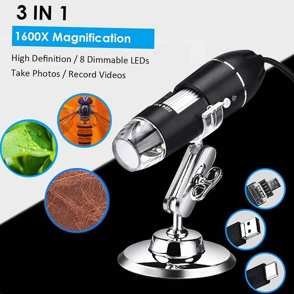 8LED 1600X Zoom HD USB Microscope Digital Magnifier Endoscope Video Camera US