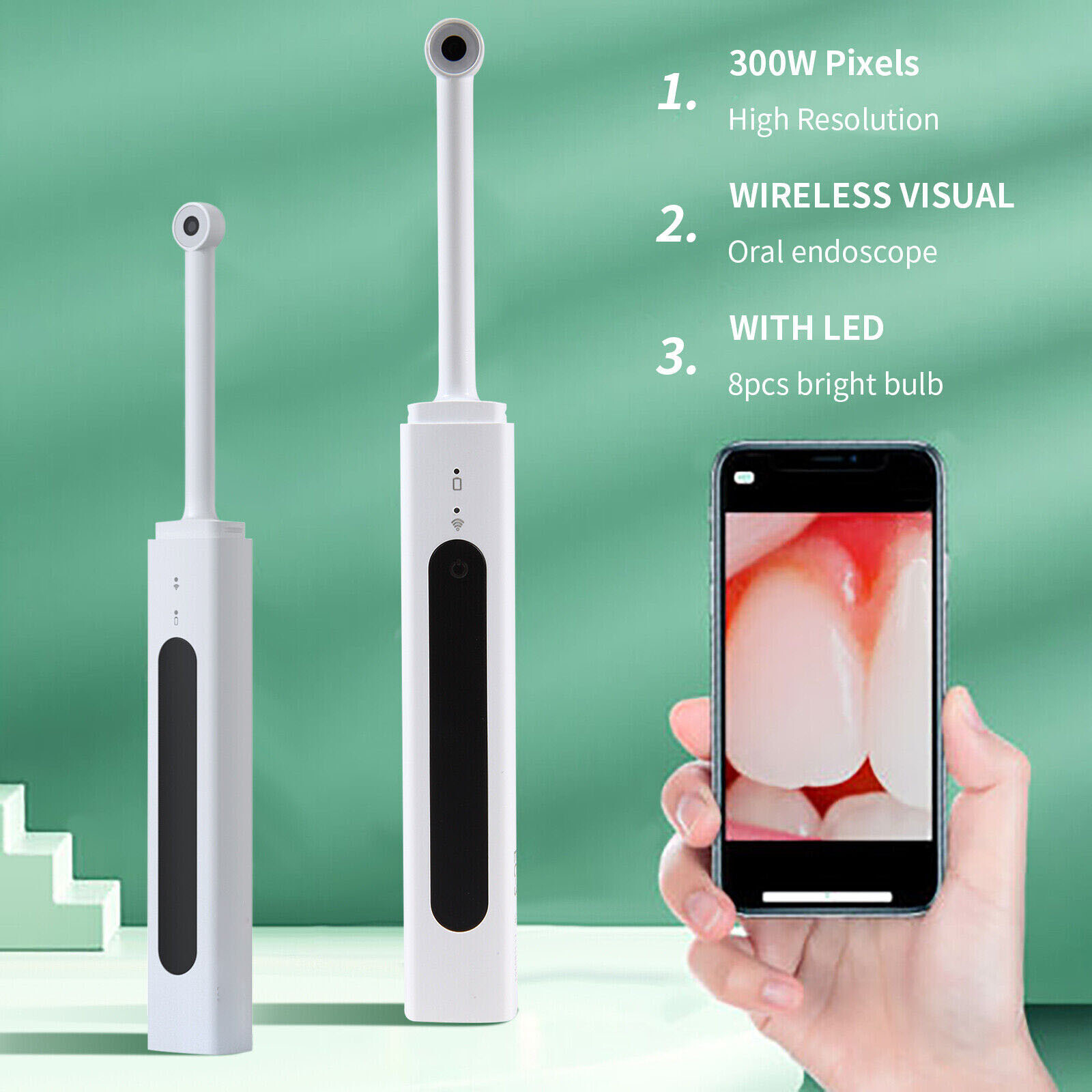 1080P Dental Wireless Oral Camera 8 LEDs HD Digital Imaging Intraoral Endoscope