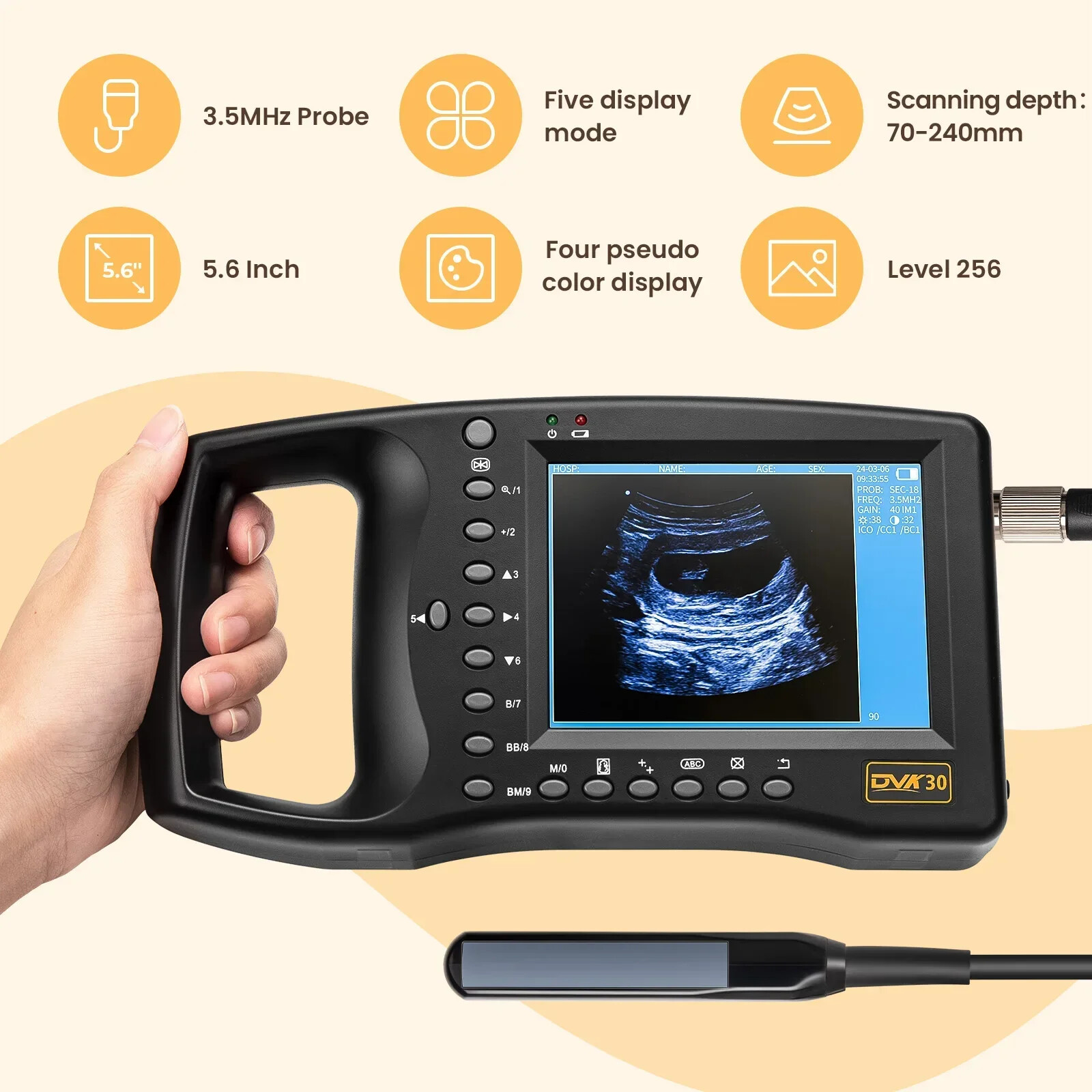 Handheld Mechanical Probes Ultrasound Machine for Pregnant Cows Goats Veterinary