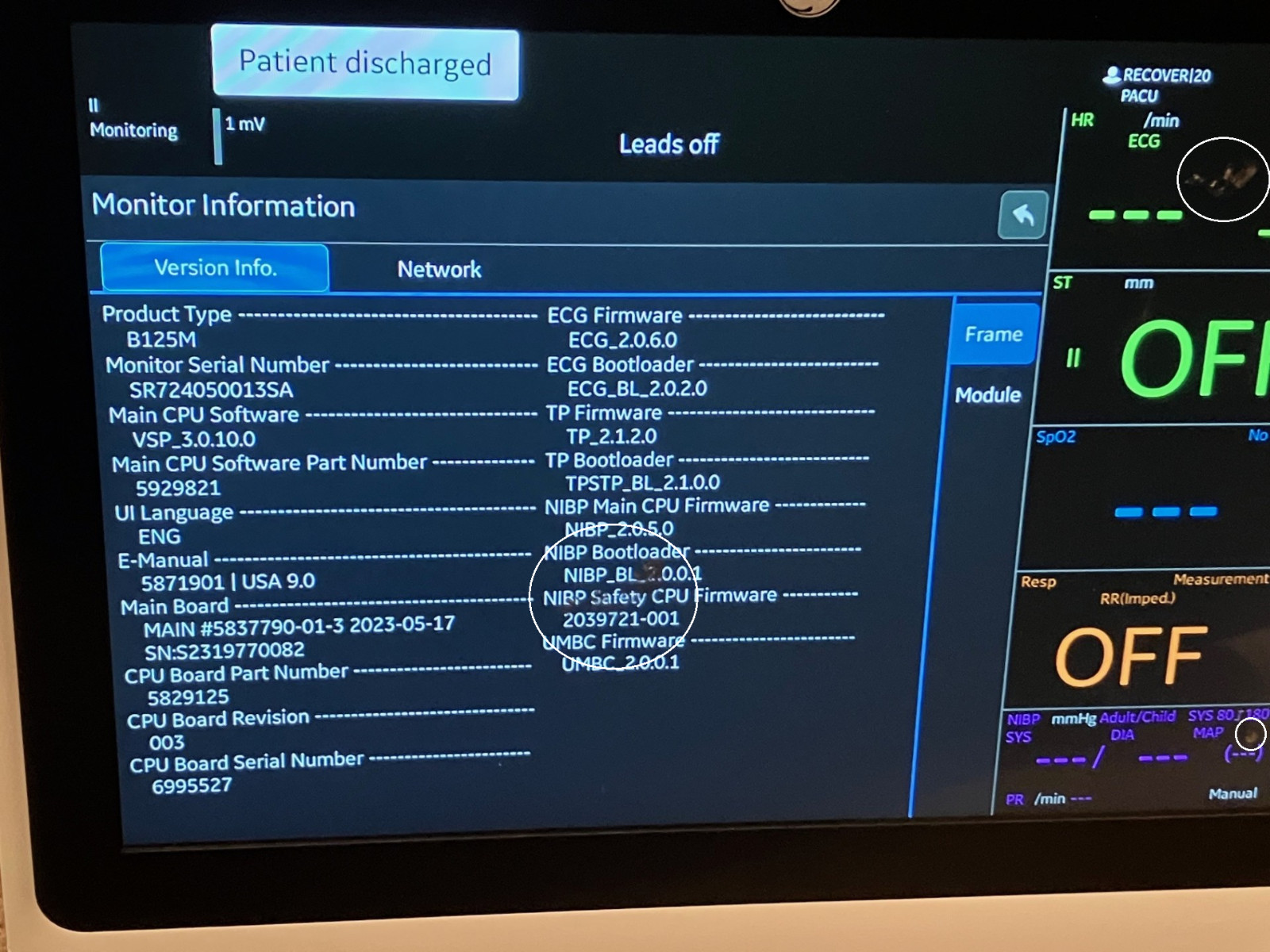 GE Carescape B125M Patient Monitor ECG, NIBP, SpO2, Temp – TESTED – See Listing
