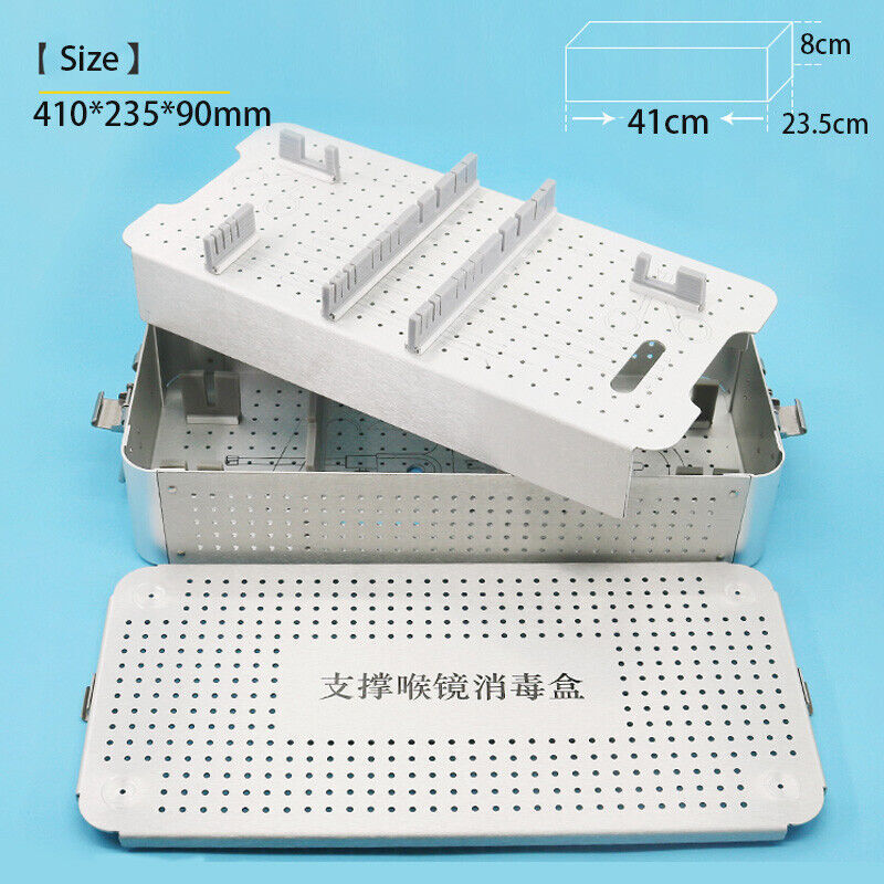 Aluminum alloy laryngoscope sterilization tray box instrument box 410mm*235*90mm