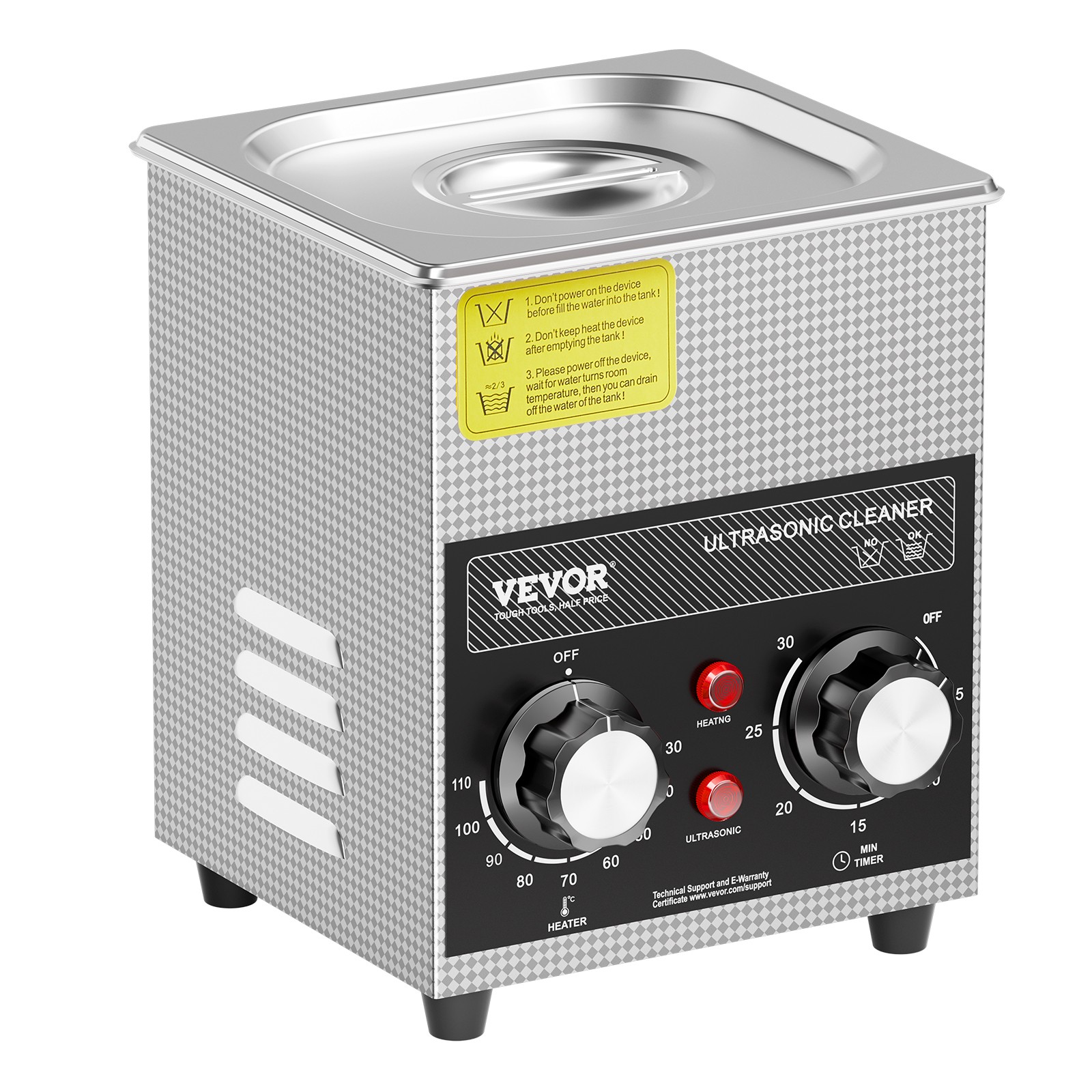 VEVOR 2L Ultrasonic Cleaner with Heater Timer & Basket Digital Sonic Machine