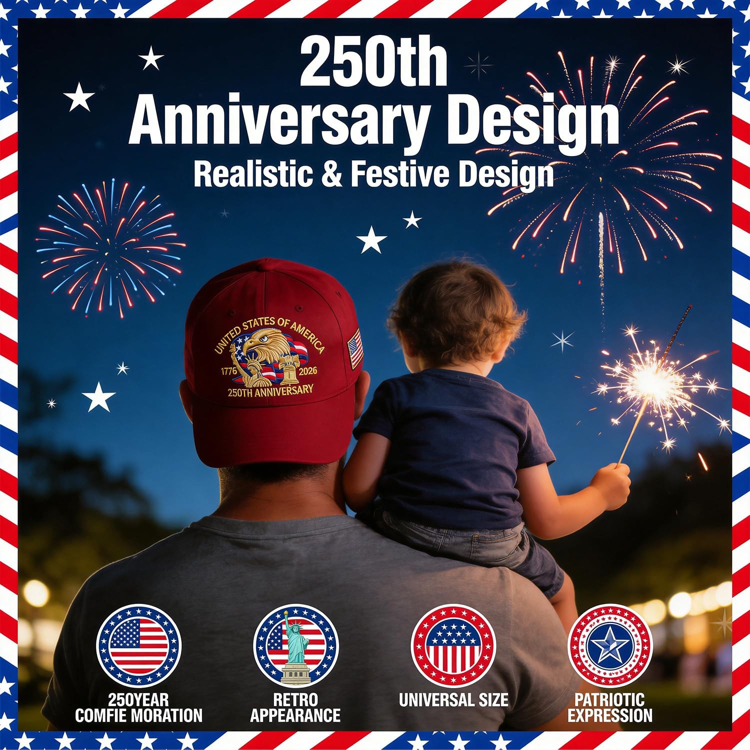 Hplfew 250Th Anniversary Usa Hat – Adjustable United States 250Th Anniversary