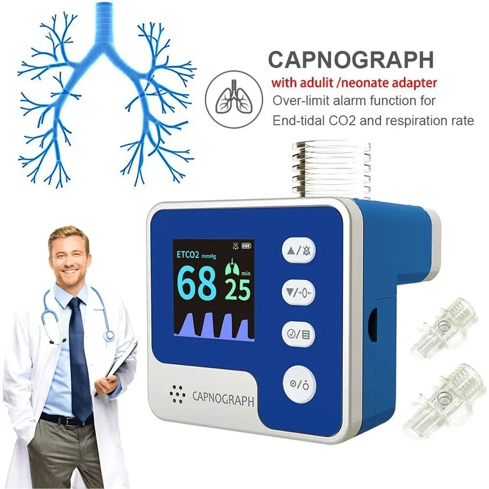 CA10M Mainstream End-tidal Capnograph ETCO2 Respiration Alarm Monitor Human use
