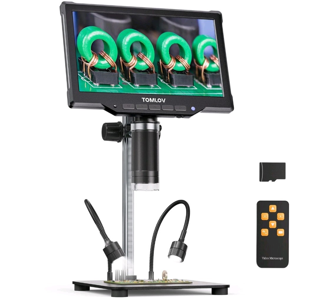 TOMLOV 10″ LCD 1080P Digital Microscope 1200X Soldering Camera Coin Microscope