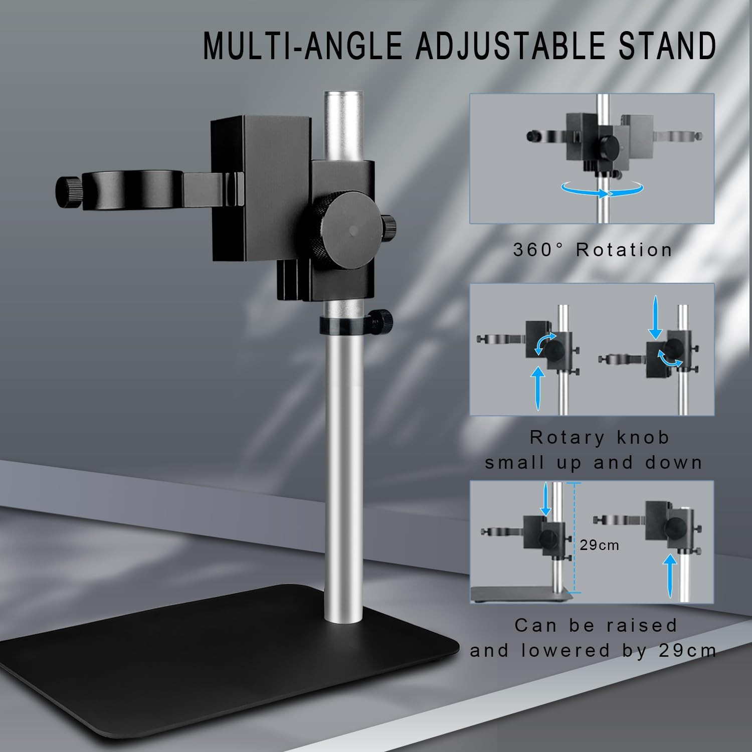 Digital Microscope with Metal Base, 13MP 1080P HDMI VGA Industrial Microscope Ma