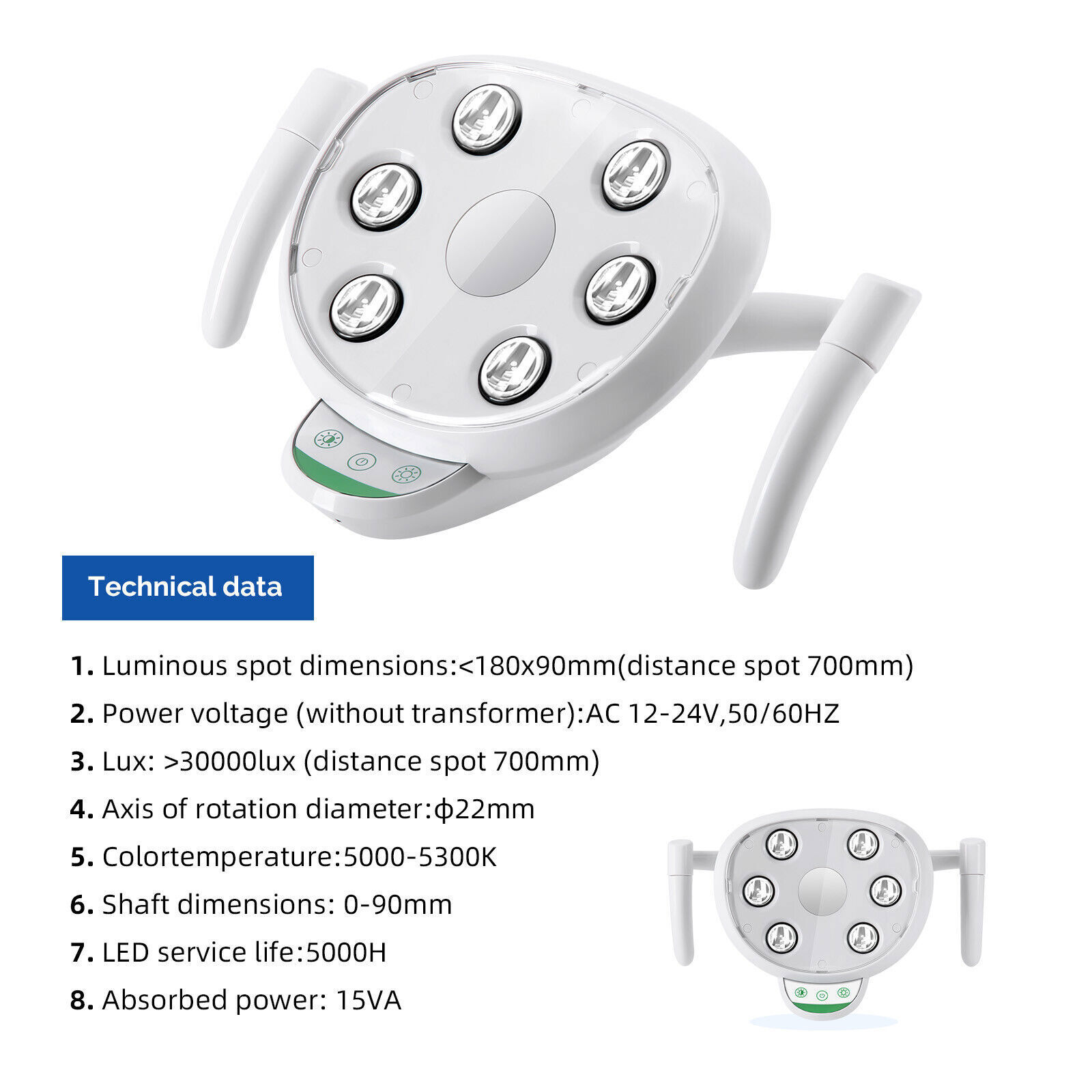 AZDENT Dental LED Lamp Oral Light Induction Senser Reflectance Lamp 6 LED Light